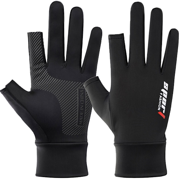 SPORT To-Finger Sorte Handsker - Solbeskyttelse & Touchscreen
