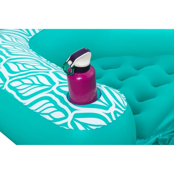 Oppustelig liggestol 145x120cm - foldbar til pool og strand, flocket PVC overflade, luftpolstring, 1.32kg bærbar
