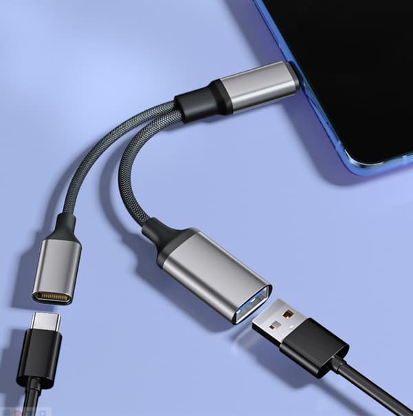 Multifunktionel USB-C til USB Adapter med Opladning - OTG Dataoverførsel og 60W PD Hurtigopladning Silver Silver