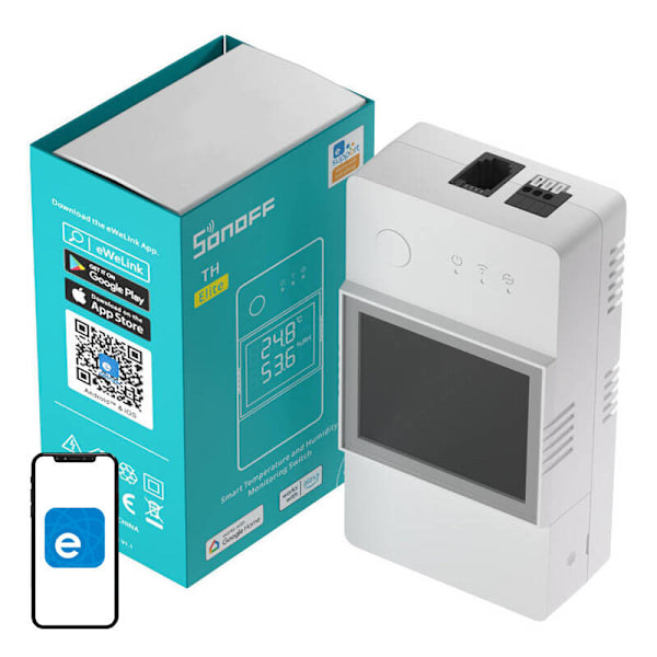 Smart WiFi temperatur- och luftfuktighetsövervakningsbrytare Sonoff THR320D TH Elite
