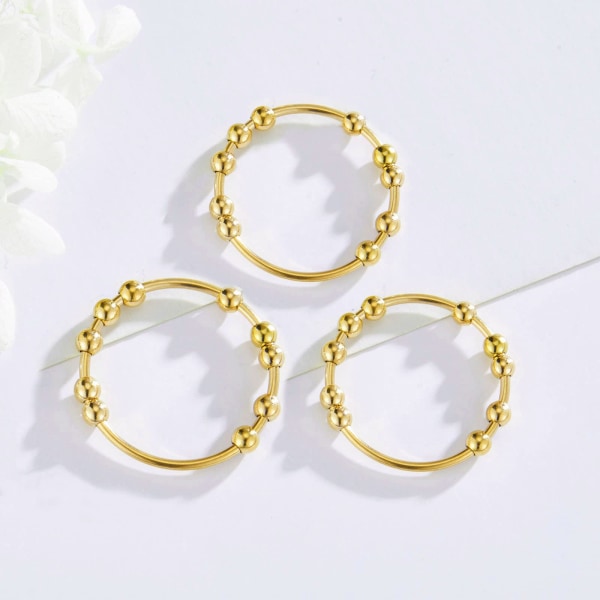 Anti-stress ring med 10 drejelige perler Guld 19 mm Guld 19 mm Guld 19 mm