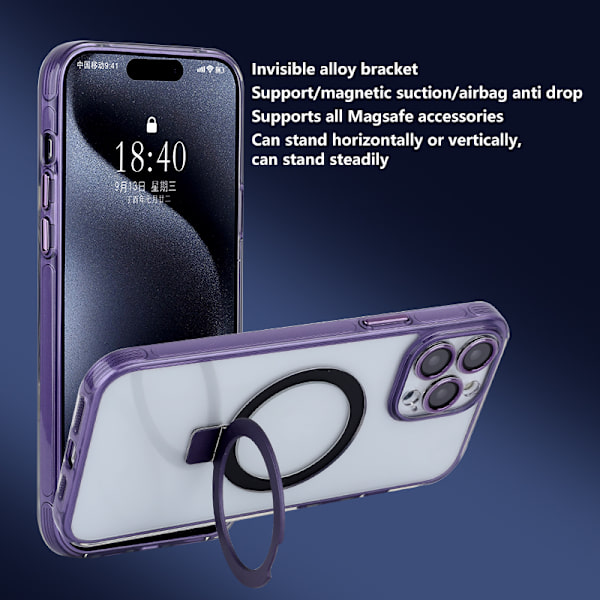 Iskunkestävä mobiilikotelo jalustalla iPhonelle iPhone 14 Pro Max Musta