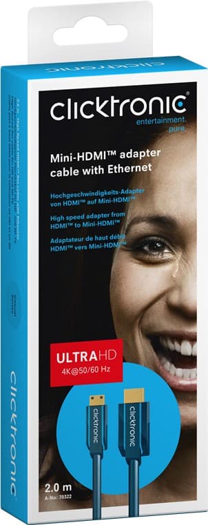 Mini HDMI™ -sovitinkaapeli Ethernetillä