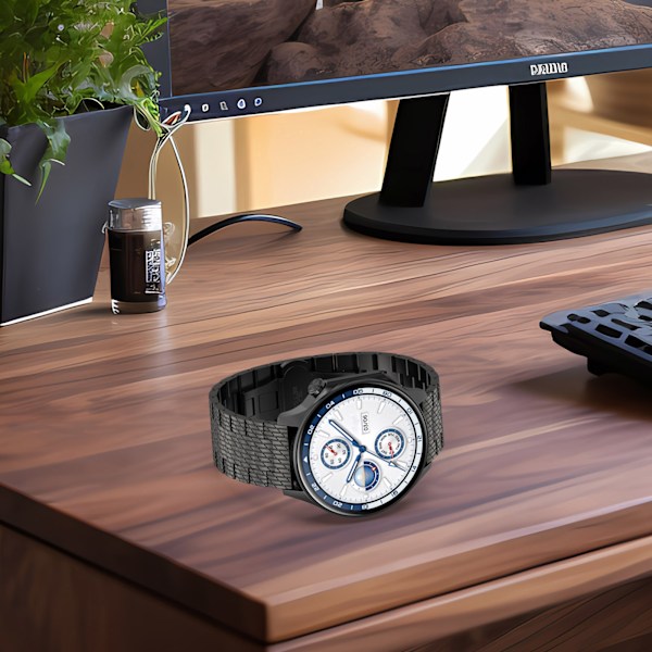 Teksturoitu teräshihna Garmin Forerunner 165/165 Music/168/168 Music/D2 Air X10/Bounce/vivoactive 5/Active 5/VivoMove Tr Musta 22 mm