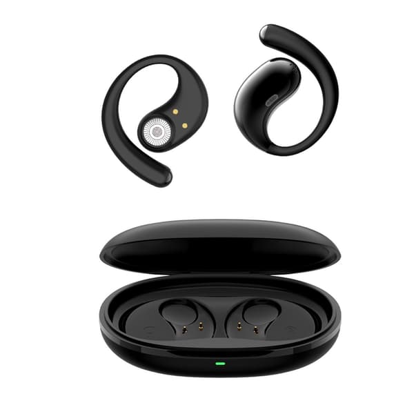 6.0 Open-Ear Dual-Side Stereo Wireless Bluetooth Headset with 4000mAh Charging Case Black Black