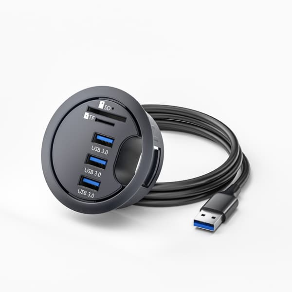 USB 3.0 Hub med SD/TF-kortlæser - 5 porte