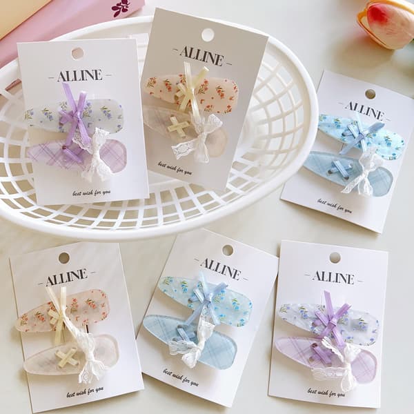 Charmiga Hårklämmor Set - Blommig Spetsrosett Design (3 Par)