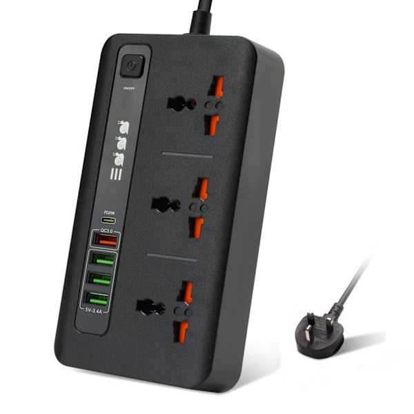 Universal Power Strip pikalatauksella - BKL-04 Musta