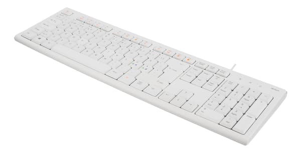 Keyboard, 105 keys, Nordic layout, USB, white, 13 media keys