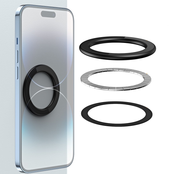 Magnetisk Ringhållare för iPhone 15 Magnet Kök Väggfäste Mobilte Svart
