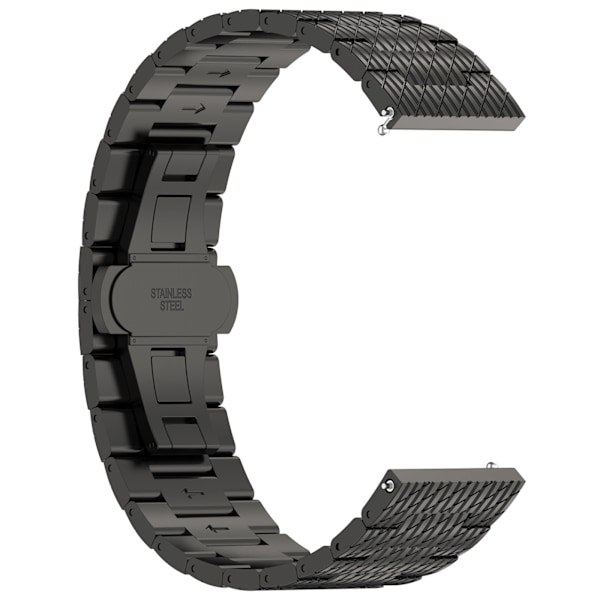Tekstureret stålrem til Garmin Forerunner 165/165 Music/168/168 Music/D2 Air X10/Bounce/vivoactive 5/Active 5/VivoMove T Sort 22 mm