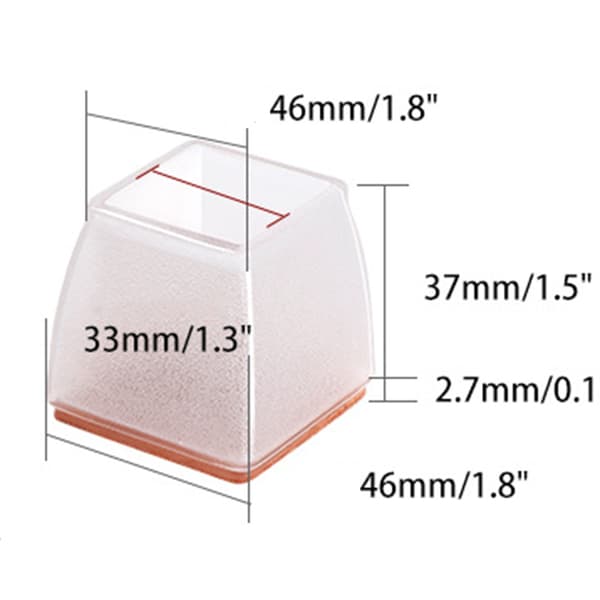 Genomskinliga stolbensskydd - 8-pack LightBrown Square L LightBrown L