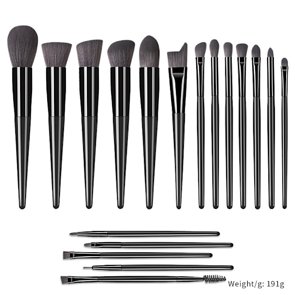 18-delt professionel makeup børstesæt med sort børstepose Black Black