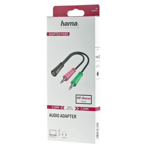 Adapter Audio 3.5 Hun til 2x 3.5 Han