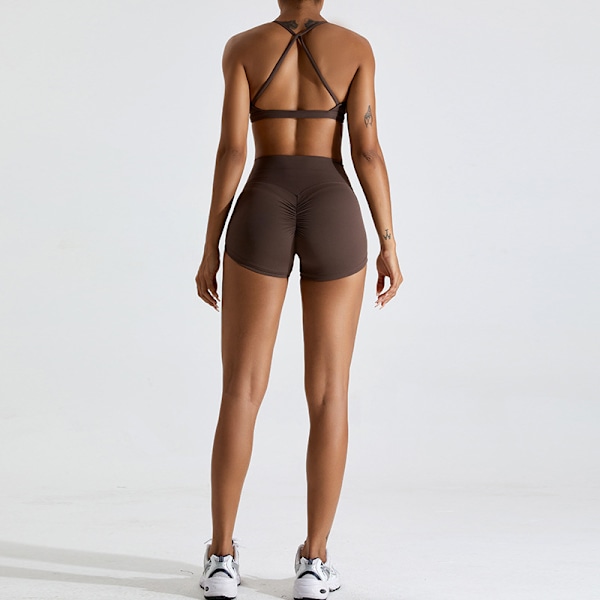 Criss Cross Sports BH og Leggings Sæt kaffe S