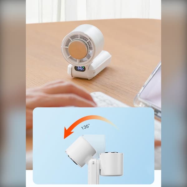 sammenfoldelig køleventilator 3600mAh genopladelig køling til rejse og pendling iskompression, 135° foldbar, LED-display, halsbåret handsfree Blue Blue