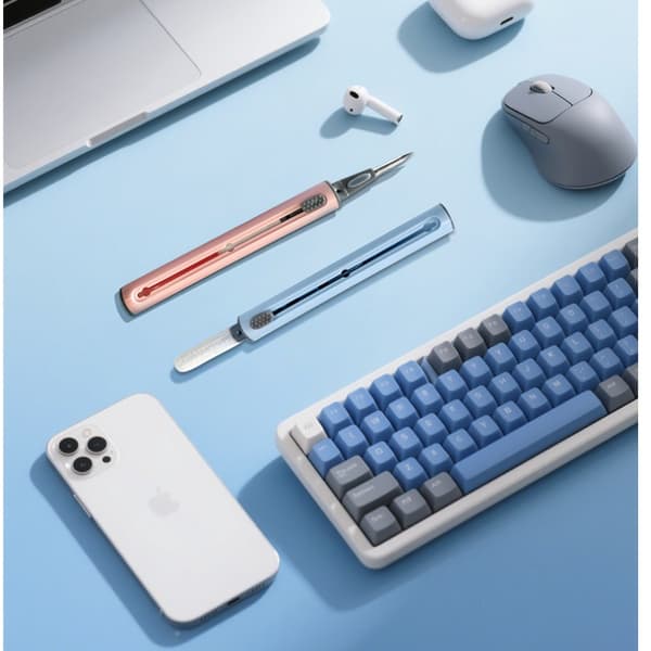 Bluetooth Øretelefon Rensebørste 2.0 - Multifunktionel Rensepen til Ørepropper, Tastaturer og Mere Grey Grey