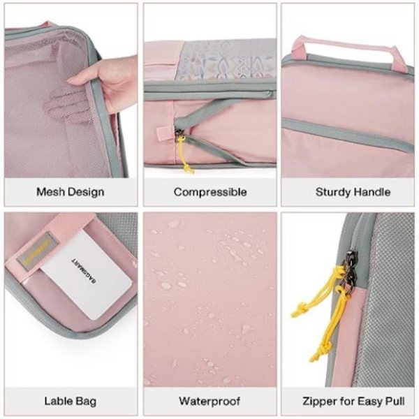 Set med 3 packkuber för resor Pink Pink