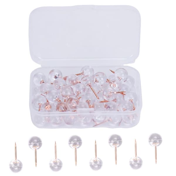 Genomskinliga häftstift - 50-pack sfäriska tumtackor