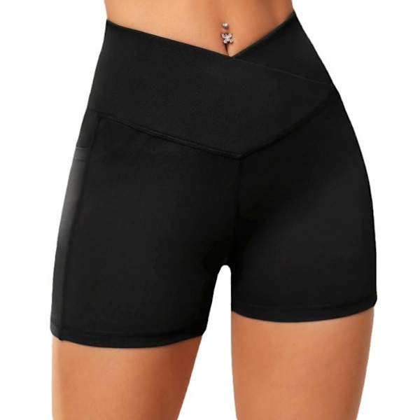 Yogashorts til kvinder, træningsshorts med højt talje til løb, fitness, fitness M