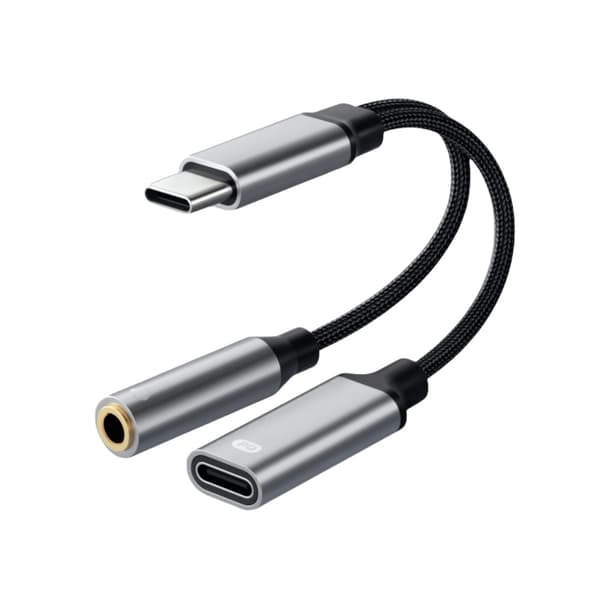 Type-C 2-i-1 Adapter 60W: Audio og Opladning Samtidigt - Kompakt Design til Android og Type-C Enheder