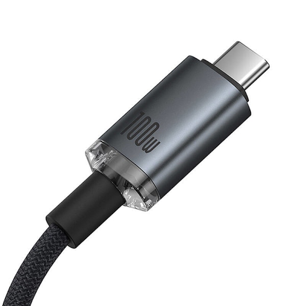 Hurtigopladningskabel Baseus Crystal Shine USB-C til USB-C 100W, 1,5m, 20Gb (sort)