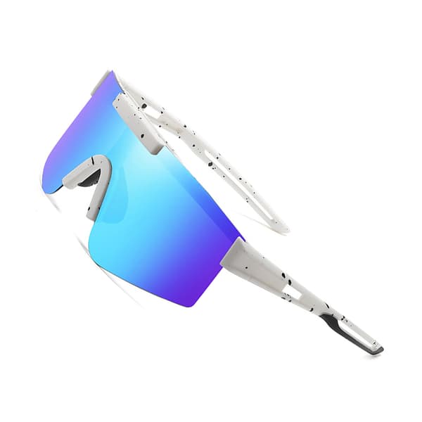 Stilfulde solbriller 3049 hvid stel med sorte prikker Blue Blue