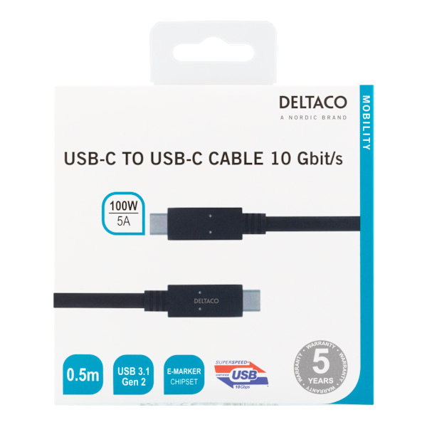 USBC  USBC cable 0.5m USB 3.1 Gen2 Emarker chipset 100W 5A