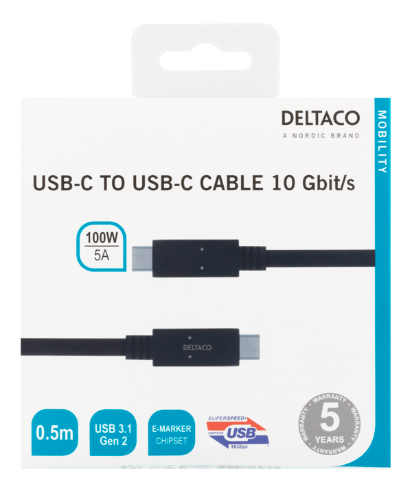 USBC  USBC cable 0.5m USB 3.2 Gen2 Emarker chipset 100W 5A