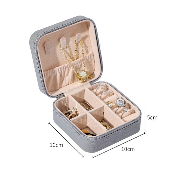 Mini smyckeskrin - Elegant PU-läder Grå