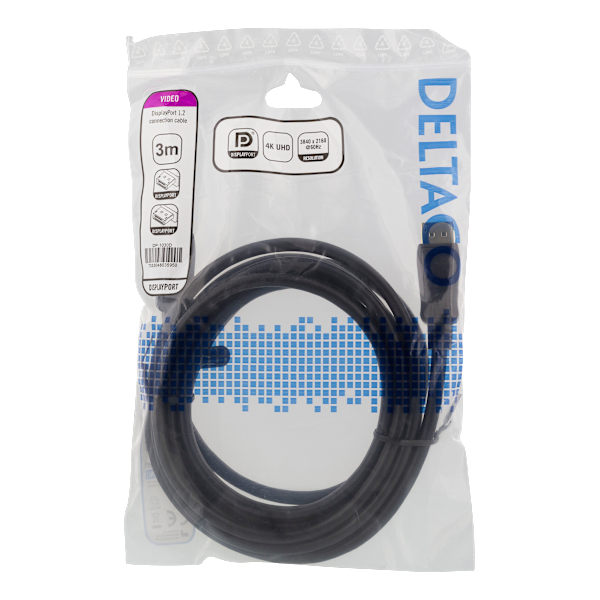 DisplayPort cable, 3m, 4K UHD, DP 1.2, black
