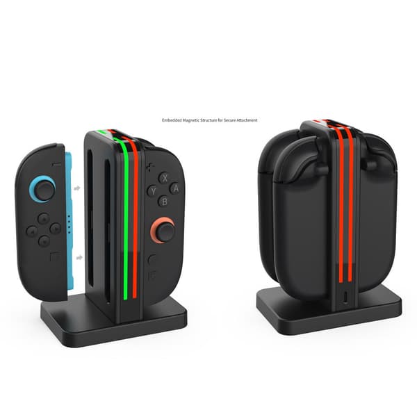 SWITCH2 JOY-CON LADESTATION: OPLAD OP TIL FIRE CONTROLLERE SAMTIDIG MED LED-INDIKATOR
