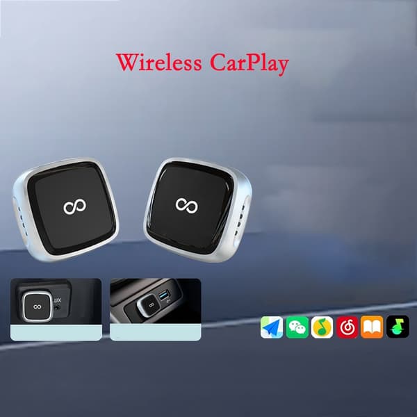 2-i-1 Trådløs CarPlay Adapter D08 - Sølv: Kablet til Trådløs Bil Auto Adapter, Kompatibel med iPhone