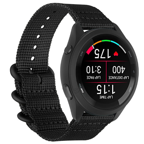 Klockarmband i Nylon för Garmin Forerunner 965/955/945/935/255/265 Svart 20 mm