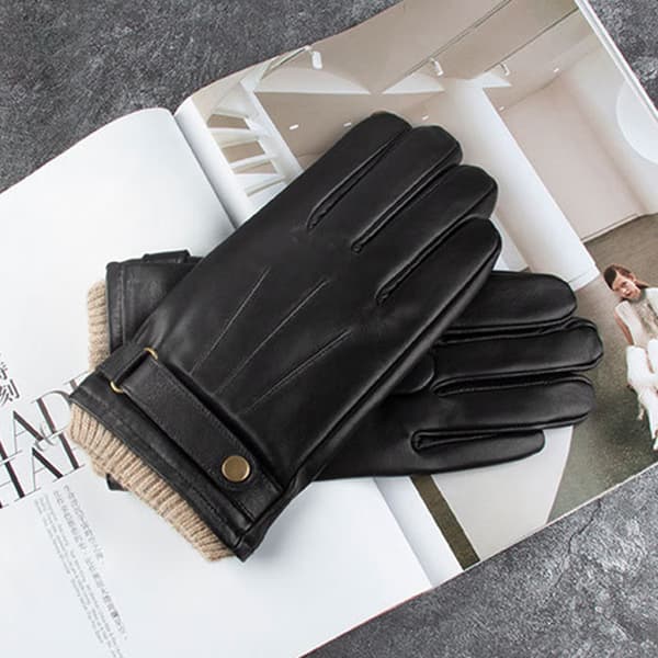 Herre læderhandsker - Fåreskinds vinterhandsker Black M Black M