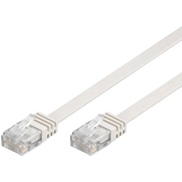 U/UTP Cat6 patch cable, flat, 5m, 250MHz, white