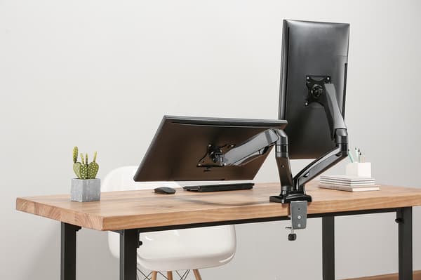 Monitor desk dual mount, gas spring, 17-32", 2-9 kg