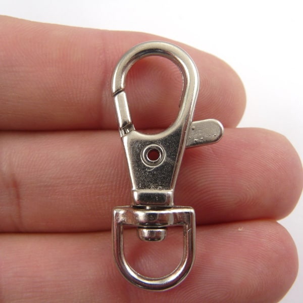 Vridbara spännen lanyard karbinhakar nyckelring clips nyckelringar 10 delar Silver 1 cm
