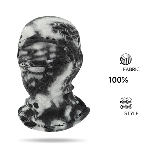 Fleece Cycling Balaclava - Tuulenpitävä ja lämmin Musta + Valkoinen