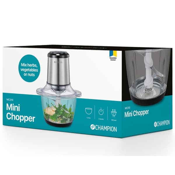 Minihakker 1,2L 400W glasskål MC310 rustfrit stål