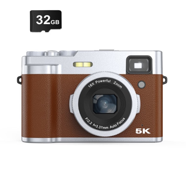5K digitalkamera, främre bakre kameror/sökare/autofokus/anti-sha Brun