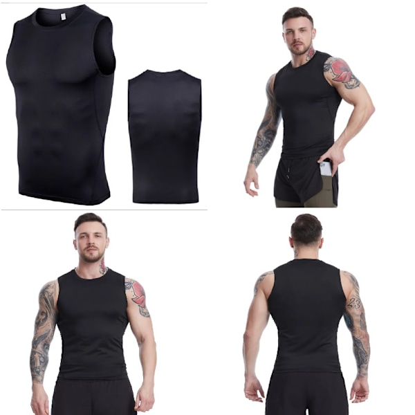 Herre Sommer Løb Træning Fitness Vest Sort L