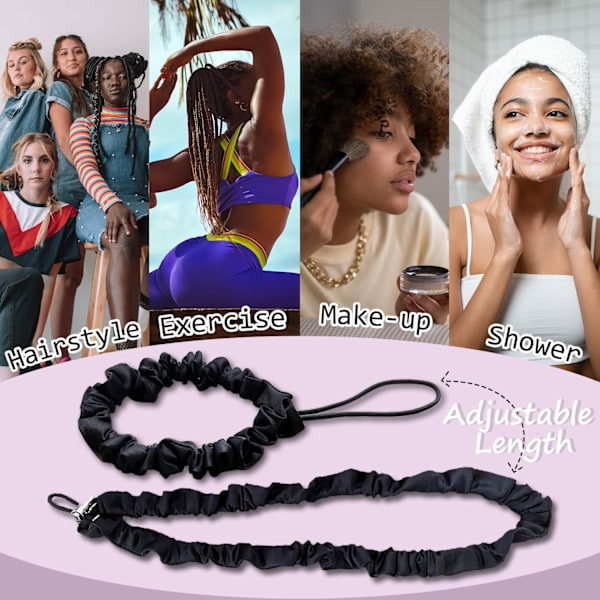 Justerbare silke hår scrunchies - 3 stk. Sort