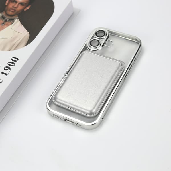 Sølv Magnetisk Etui Sæt Kompatibelt med iPhone 17 - Inkluderer Magsafe Kortholder