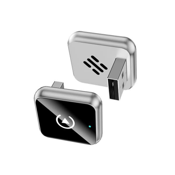 Smart CarPlay Android Auto 2-i-1 Trådlös Adapter - Metall & Glas Design kompatibelt med Bilar som stöder trådbunden CarPlay Silver Silver