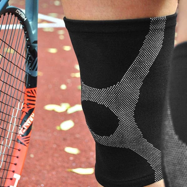 Stickade knäskydd par - högelastiskt antivridningsstöd för löpning och badminton, andningsbart material och stor upphöjd passform L L