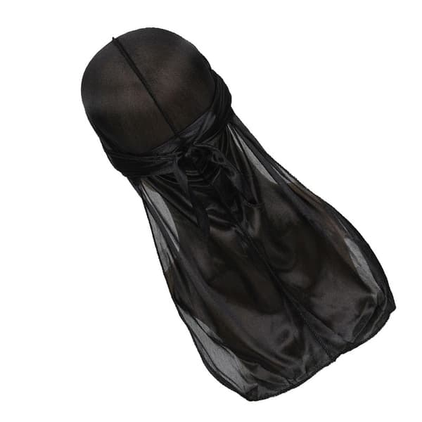 Andningsbar Polyester Huvudduk för Män - Elastisk Lång Svans Bandana Mössa för Solskydd Black Black