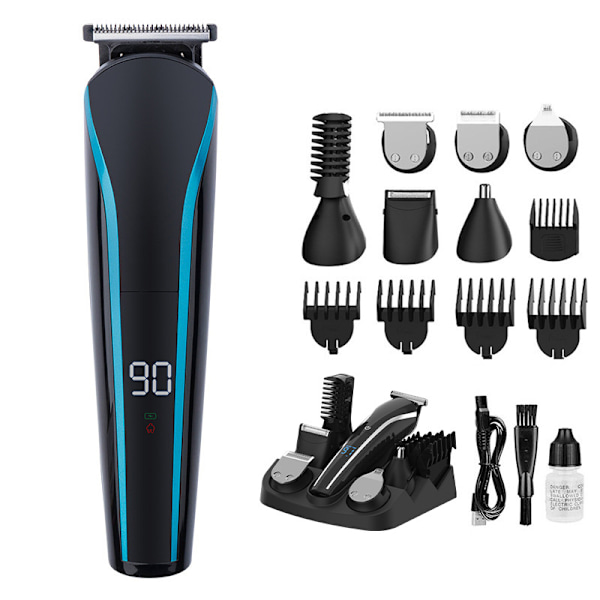 Blå Hårklippare Multifunktionell Grooming Kit för Hemmabruk