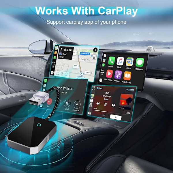 Carplay / Android Auto adapter - kablet til trådløs konverter