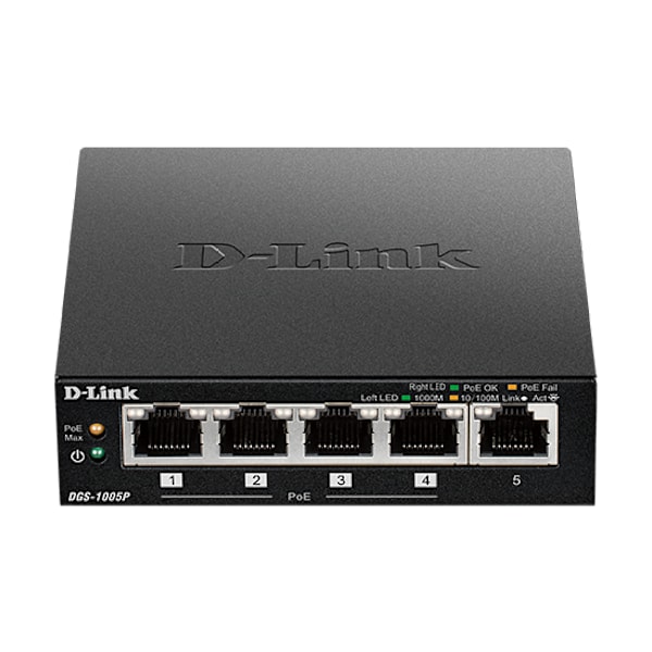 5-Port Desktop Gigabit PoE+ Switch Svart